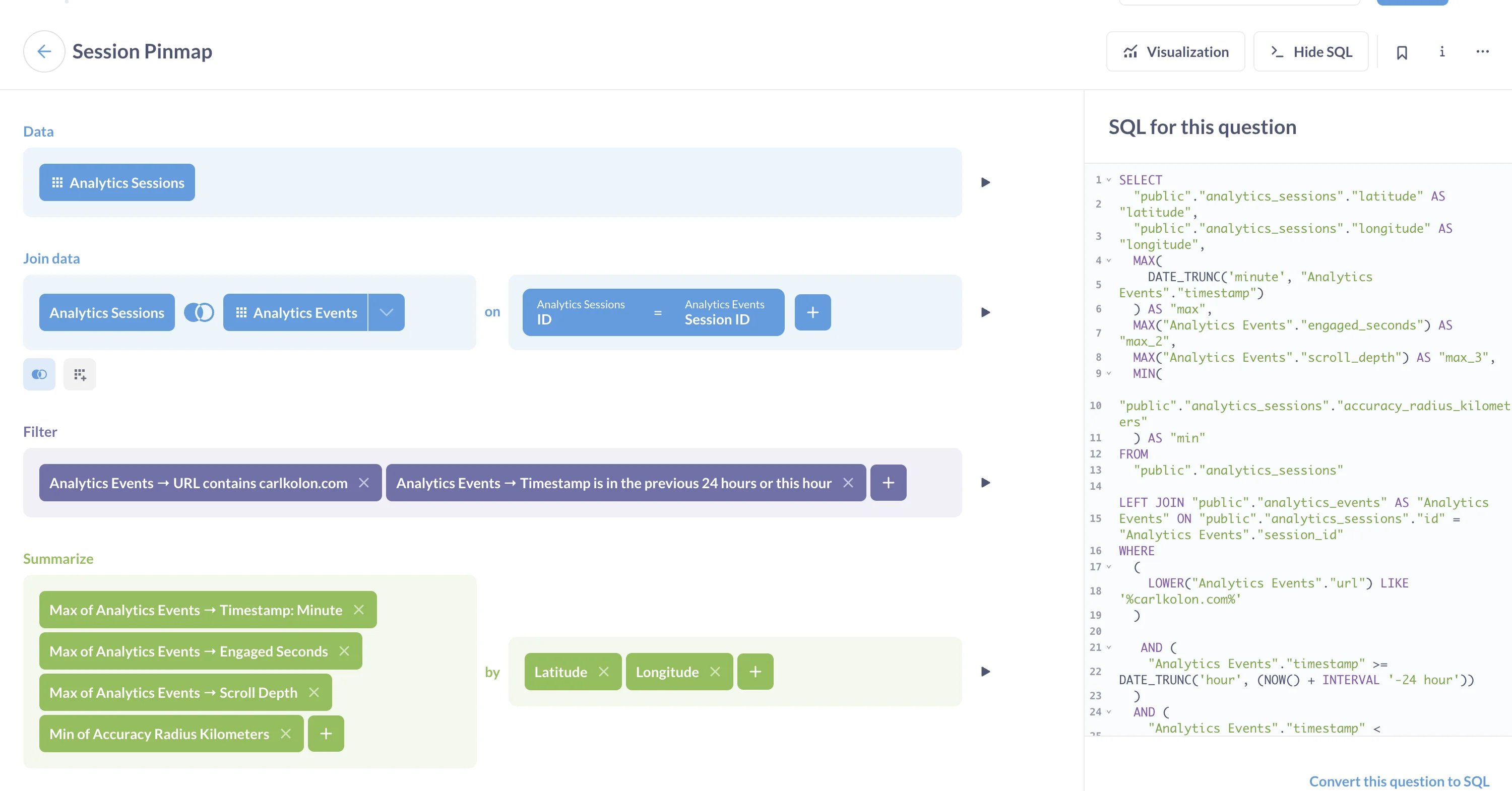 session pinmap query